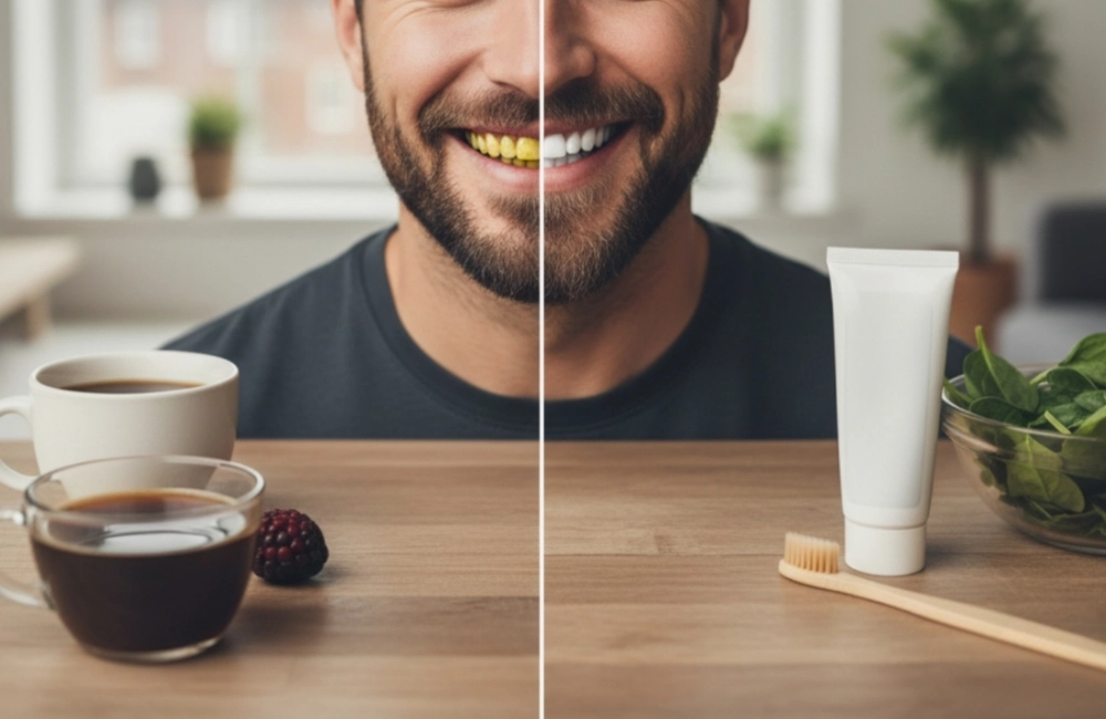 Split-screen lifestyle habits and whitening results