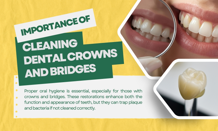 Dental Crowns and Bridges Woman's Teeth Showing on Dental Mirror