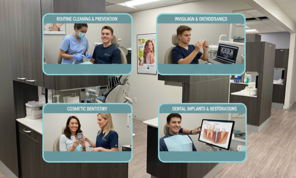 four diverse dental service examples