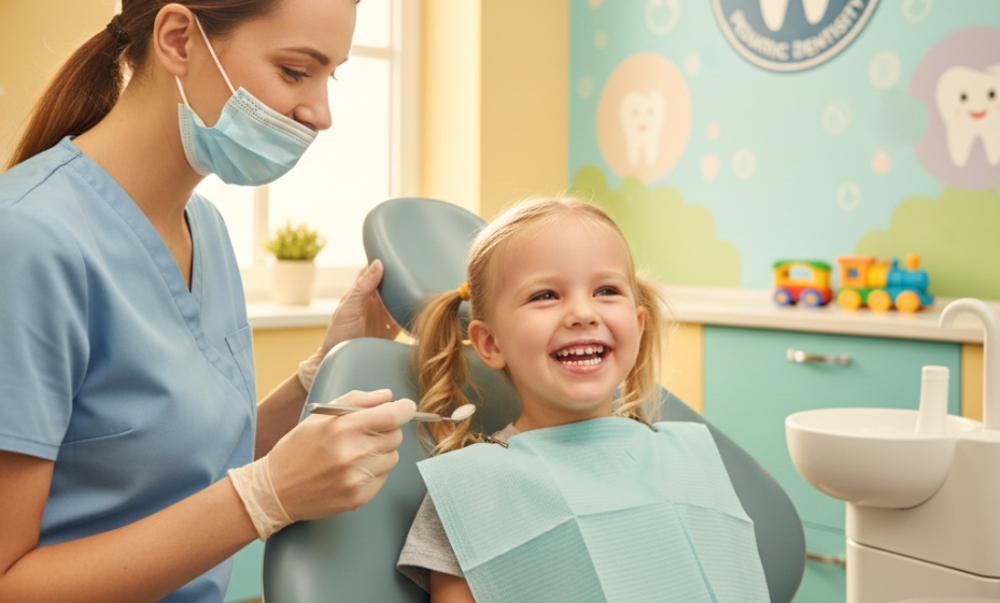 happy child at pediatric dentist