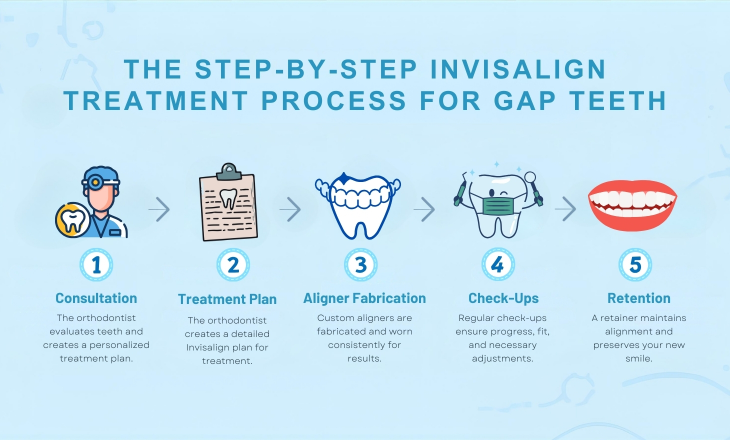 Invisalign Treatment Process for Gap Teeth Infographic
