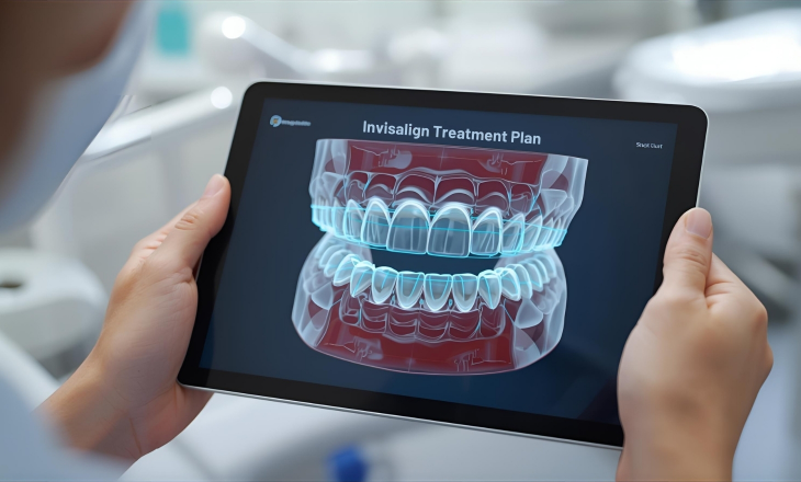 Digital Tablet Displaying 3D Invisalign Treatment
