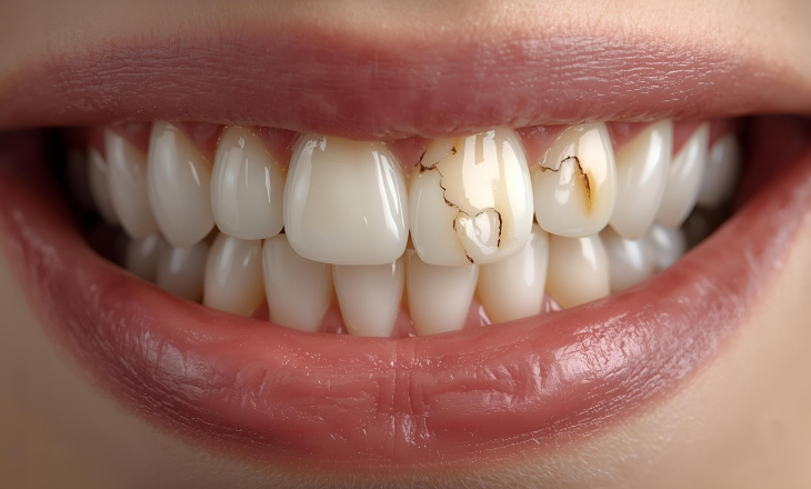 Close up Damaged Teeth Enamel