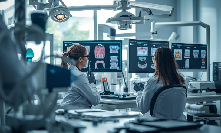 Digital Dental Scans Dentists Analyzing Digital Dental Scans