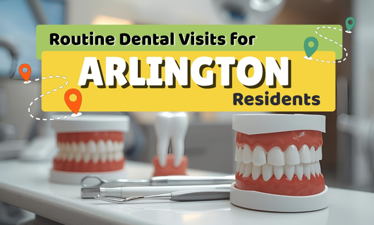 Routine Dental Visits Two Teeth Models with Dental Instruments Between them
