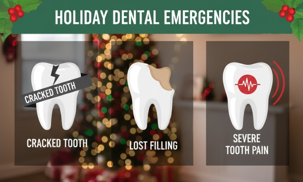 Dental Emergencies holiday dental emergency types infographic