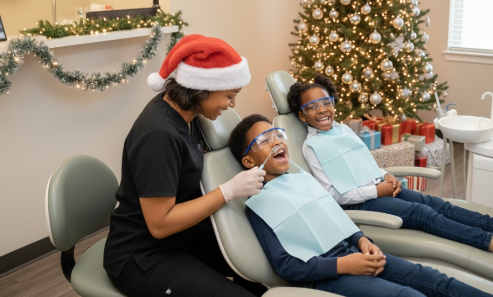 Family Dental Care children receiving festive dental care