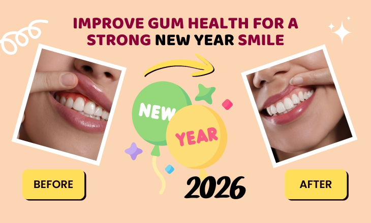 Gum Health Gum Health Before and After Showing by Woman