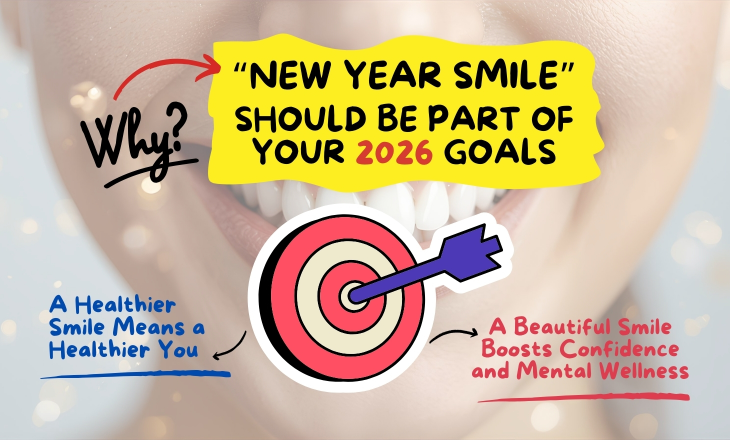 Healthier Smile Dart Icon and Smiling Woman Close up