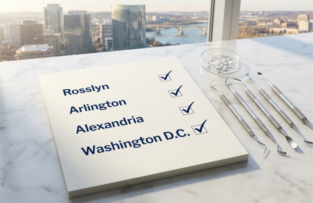 Serving Locations Check list with Rosslyn and Arlington written on