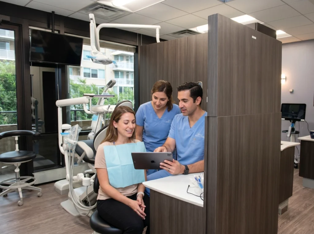 dental consultation scene inside Smile Perfectors clinic.